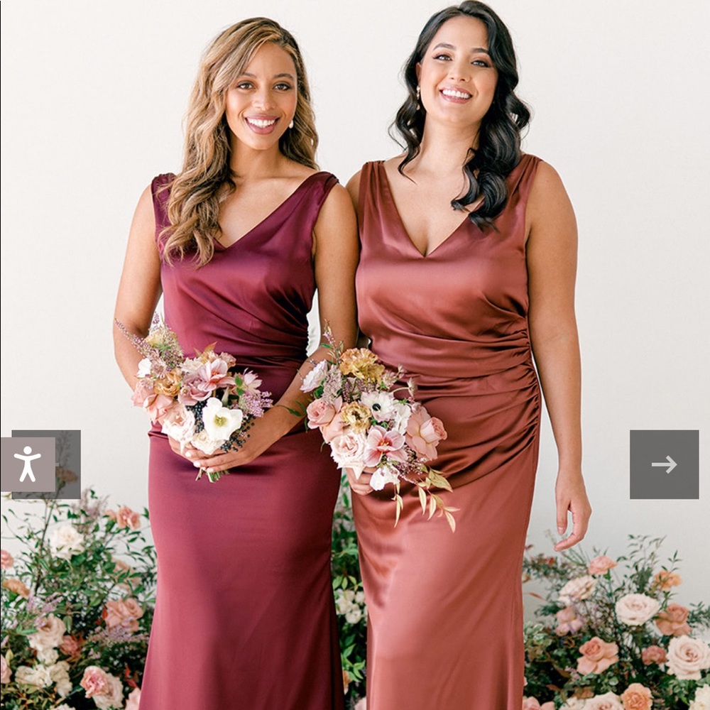 Revelry Dawson Satin Dress Cabernet 8 Petite Maxi
